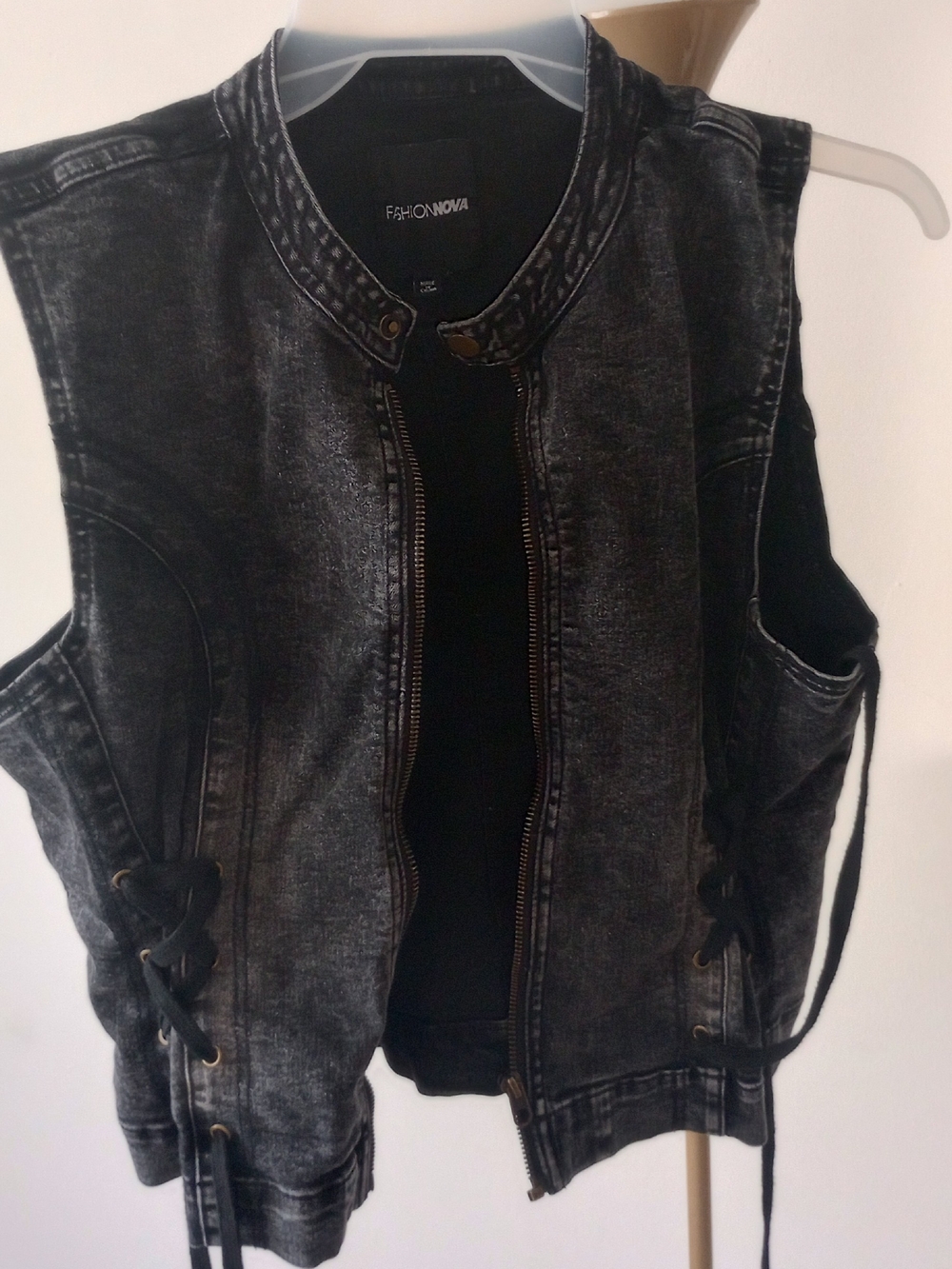 Fashion Nova Women's Washed Black Denim Vest